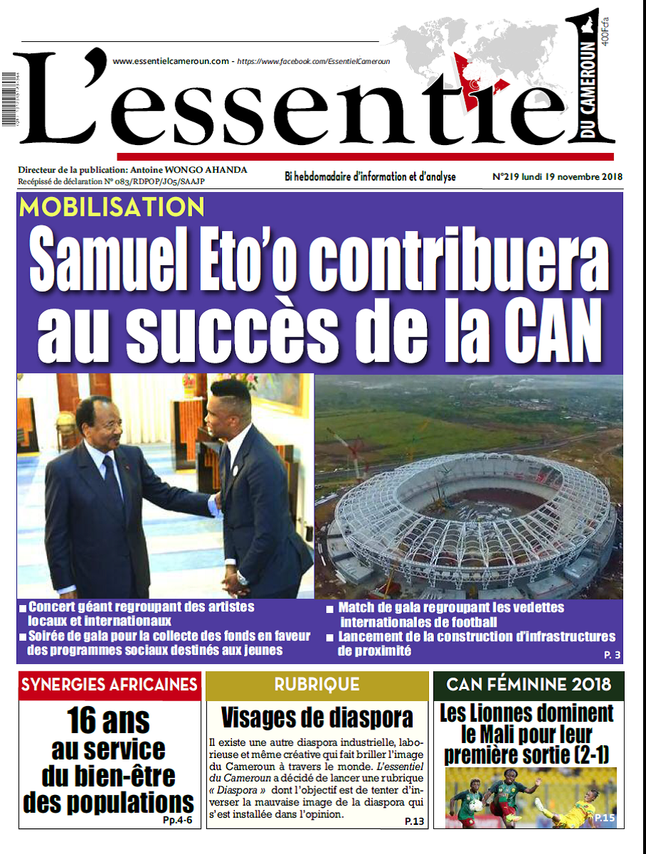 Cameroun  Journal l'Essentiel parution 20 novembre 2018  Camerlex