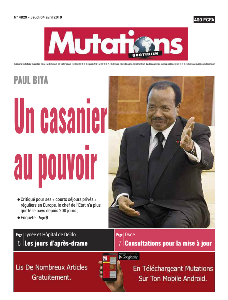 Cameroun journal du 4 Avril 2019  Camerlex